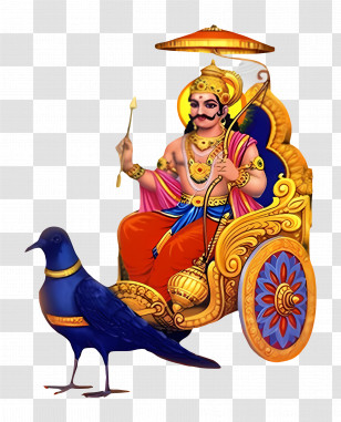 Lord Shani - Mythological Deity On Chariot With Bird Transparent PNG
