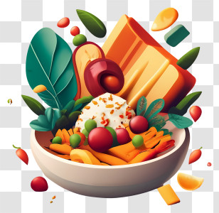 Modern Art Food - Colorful Salad Bowl Transparent PNG
