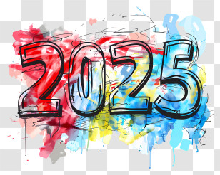 New Year - Paint Splash Design For 2025 Transparent PNG