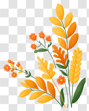 Autumn Wheat - Autumn Foliage Bouquet Illustration Transparent PNG