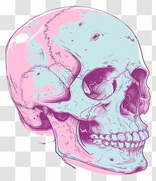 Doodle Skull - Pastel Artistic Skull Design Transparent PNG