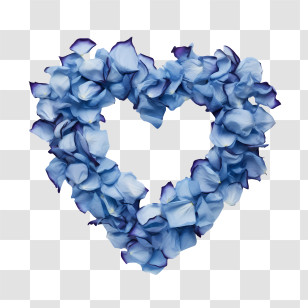 Blue Rose Petals - Blue Floral Heart With Petal Design Transparent PNG