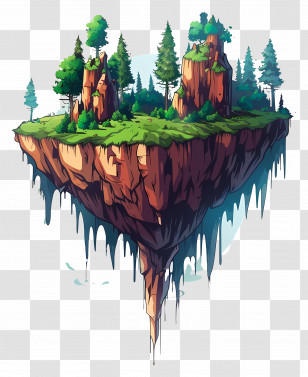 Floating Island - Floating Island With Trees Transparent PNG