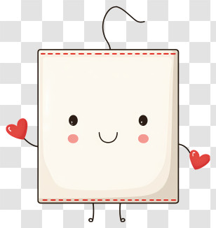 Kawaii Tea Bag - Cute Tea Bag With Hearts Transparent PNG