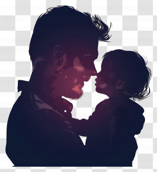 Father And Son Silhouette - Father And Child Silhouette Transparent PNG
