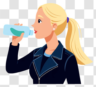 Woman Drinking Water - Girl Drinking From A Bottle Transparent PNG