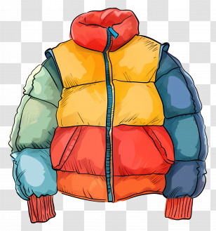 Winter Coat - Colorful Puffer Jacket Illustration Transparent PNG