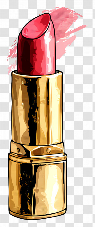 Gold Tube Red Lipstick - Gold-Tubed Red Lipstick Illustration Transparent PNG