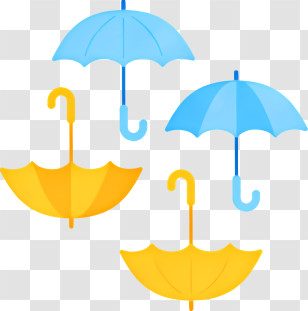 Icon - Colorful Yellow And Blue Cartoon Umbrellas Transparent PNG