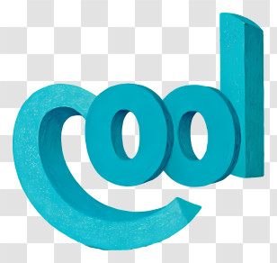 Cool - 3D 'Cool' Turquoise Word Art Transparent PNG