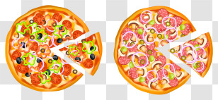 Without The Actual Image - Vegetable Pizzas With Slices Illustration Transparent PNG