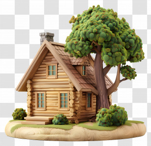 Wooden Cabin - Beautiful Log Cabin House With Tree Transparent PNG