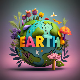 Earth Day - Colorful Earth Illustration With Nature Elements Transparent PNG