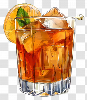 Cocktail With Ice - Illustrated Glass Of Iced Tea Transparent PNG