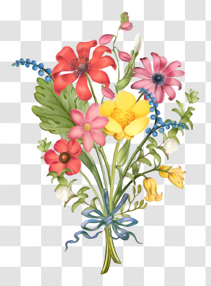 Bouquet Of Flowers - Beautiful Bouquet Of Colorful Flowers Transparent PNG