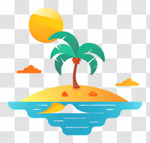 Beach Logo - Sunny Island With Palm Tree Design Transparent PNG