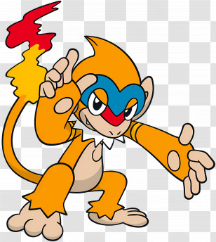 Monferno - Orange Monkey Character With Fire Tail Transparent PNG