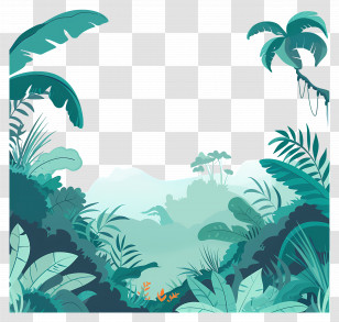 Jungle Landscape - Tropical Jungle Background With Palm Trees Transparent PNG