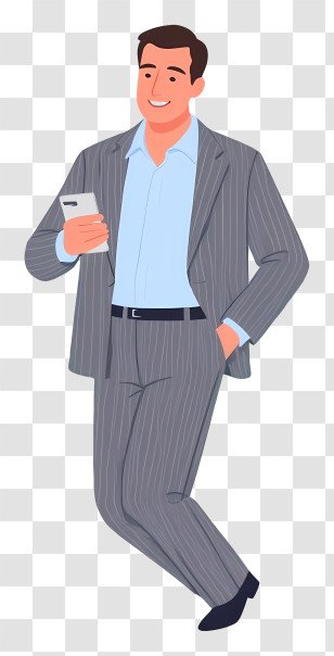 Focused Middle Aged Manager - Man In Suit Checking Phone Transparent PNG