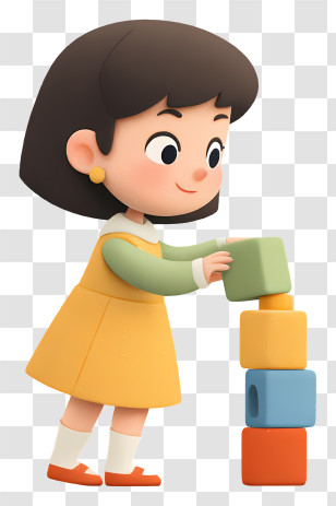 Playing With Block Toy - Girl Playing With Blocks Transparent PNG