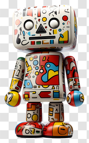 Cartoon Toy - Colorful Robot Figurine With Artistic Details Transparent PNG