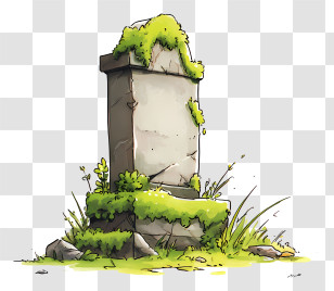 Grave With Moss - Mossy Tombstone In Nature Transparent PNG