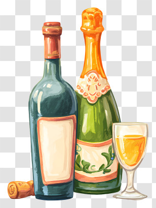 Wine Bottle And Champagne - Wine And Champagne Bottles Transparent PNG