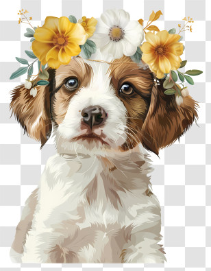 Puppy Day - Dog With Flower Crown Transparent PNG