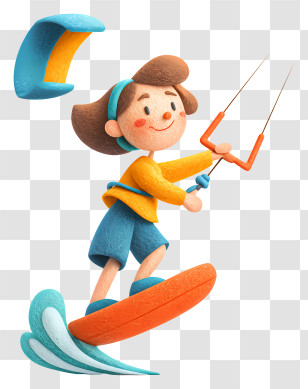 Girl Doing Kitesurfing - Girl Kite Surfing Adventure Transparent PNG