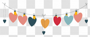 Heart Garland - Colorful Heart Garland Hanging Decoration Transparent PNG