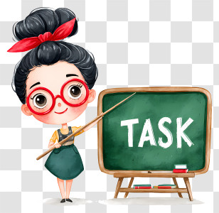 Woman Teacher - Teacher Girl Pointing At Task Board Transparent PNG