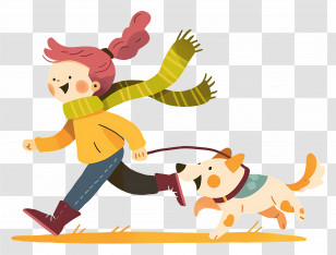 Little Girl Running Dog - Girl Running With Dog Transparent PNG