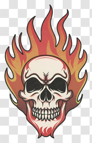 Skull - Fiery Skull Illustration With Flames Transparent PNG