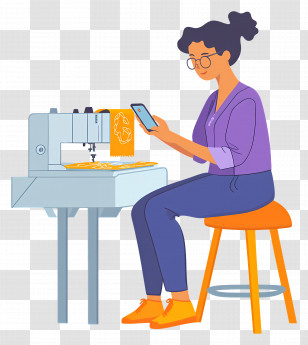 Female Designer - Woman Sewing With Machine Transparent PNG