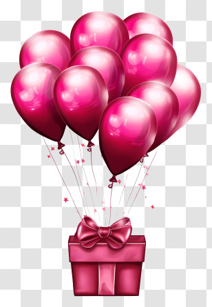 Sketch Valentine Gift Balloon - Pink Balloons Tied To A Gift Box Transparent PNG