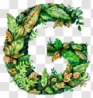 Letter G - Leafy Letter G Transparent PNG