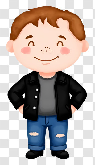 Cartoon Student - Cartoon Boy In Jacket And Jeans Transparent PNG