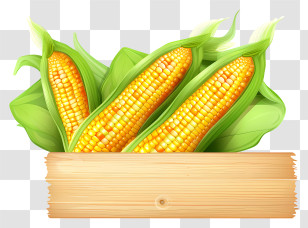 Wooden Sign - Fresh Yellow Corn In Wooden Box Transparent PNG