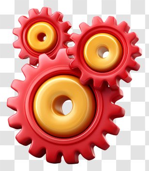 Gears Working Cog - Red And Yellow 3D Gears Transparent PNG