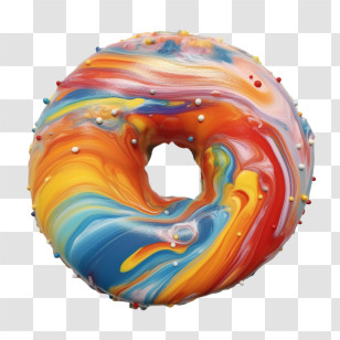 Donut
 - Colorful Glazed Donut With Artistic Design Transparent PNG
