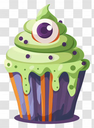 Halloween Cupcake - Halloween Monster Eye Cupcake Artwork Transparent PNG