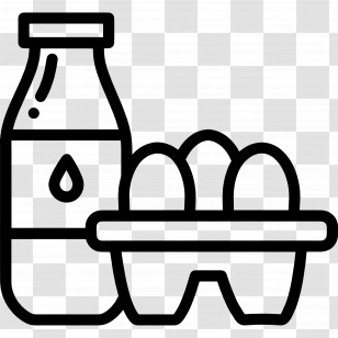 Milk And Egg - Milk Bottle And Egg Carton Outline Transparent PNG