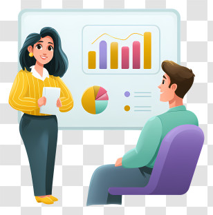 Business Report Presentation - Business Presentation Cartoon Illustration Transparent PNG