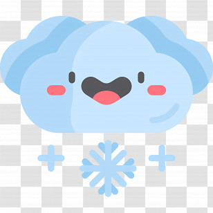 Snowy Weather - Cute Snow Cloud With Snowflake Transparent PNG