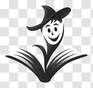 Book Logo - Black And White Book Character Transparent PNG