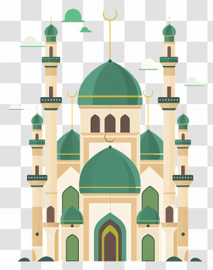 Madina - Beautiful Islamic Mosque Illustration With Domes And Minarets Transparent PNG