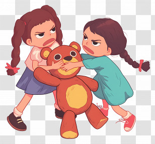 Two Girls Fighting - Girls Fighting Over Teddy Bear Transparent PNG