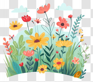 Flower Garden - Colorful Flowers Illustration Transparent PNG
