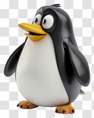 Cartoon Penguin - Cartoon Penguin In Cheerful Pose Transparent PNG