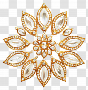 Kundan - Elegant Gold And Gem Brooch Transparent PNG